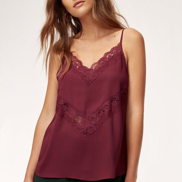 Aritzia Tops - ARITZIA Babaton lace burgundy camisole tank top
